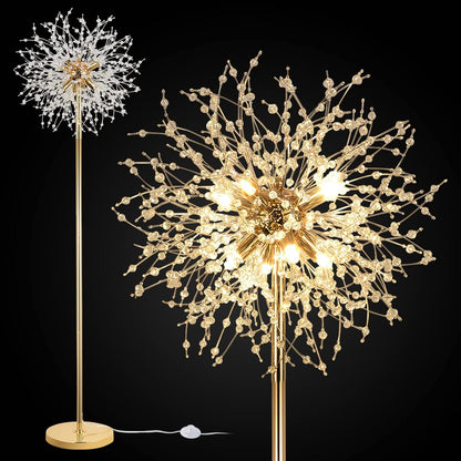 Bedroom Crystal Floor Lamp,,69 Inch High Pole Lamp,Modern Room Decorative Floor Lamp,Includes 32 Fireworks Crystal Suspenders