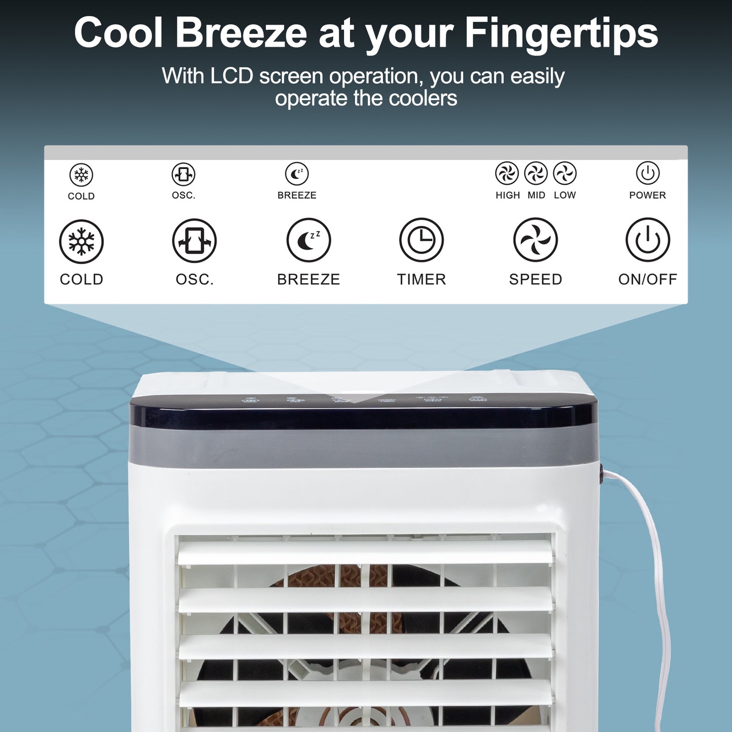 Evaporative Air Cooler, Fan, Cooling And Humidification 3-in-1, 12-hour Timer, American Specification