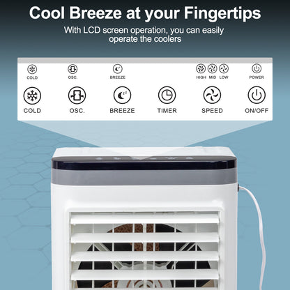 Evaporative Air Cooler, Fan, Cooling And Humidification 3-in-1, 12-hour Timer, American Specification