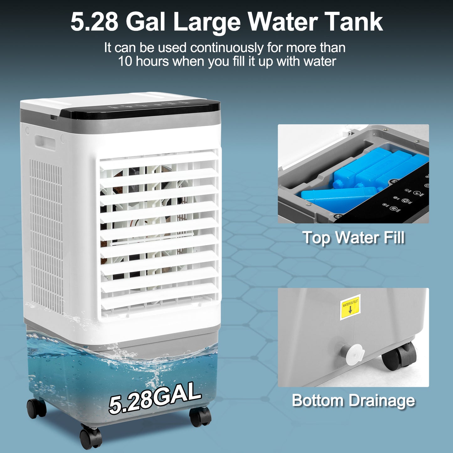 Evaporative Air Cooler, Fan, Cooling And Humidification 3-in-1, 12-hour Timer, American Specification