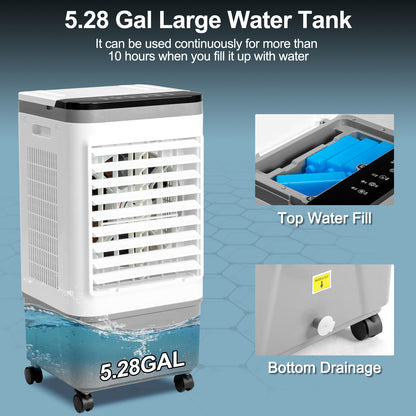 Evaporative Air Cooler, Fan, Cooling And Humidification 3-in-1, 12-hour Timer, American Specification