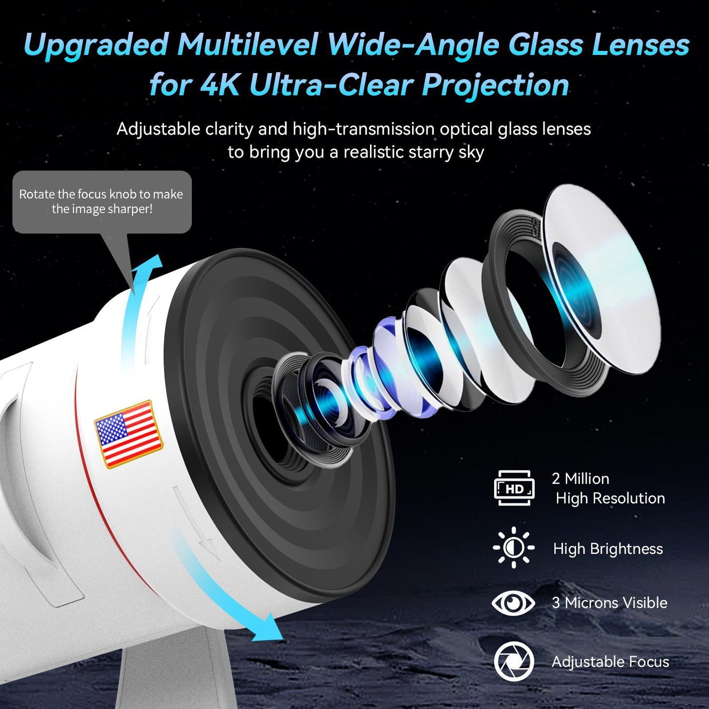 2025 Upgraded Version Projector HD High Brightness Wide Projection Planet Projector Home Bedroom
