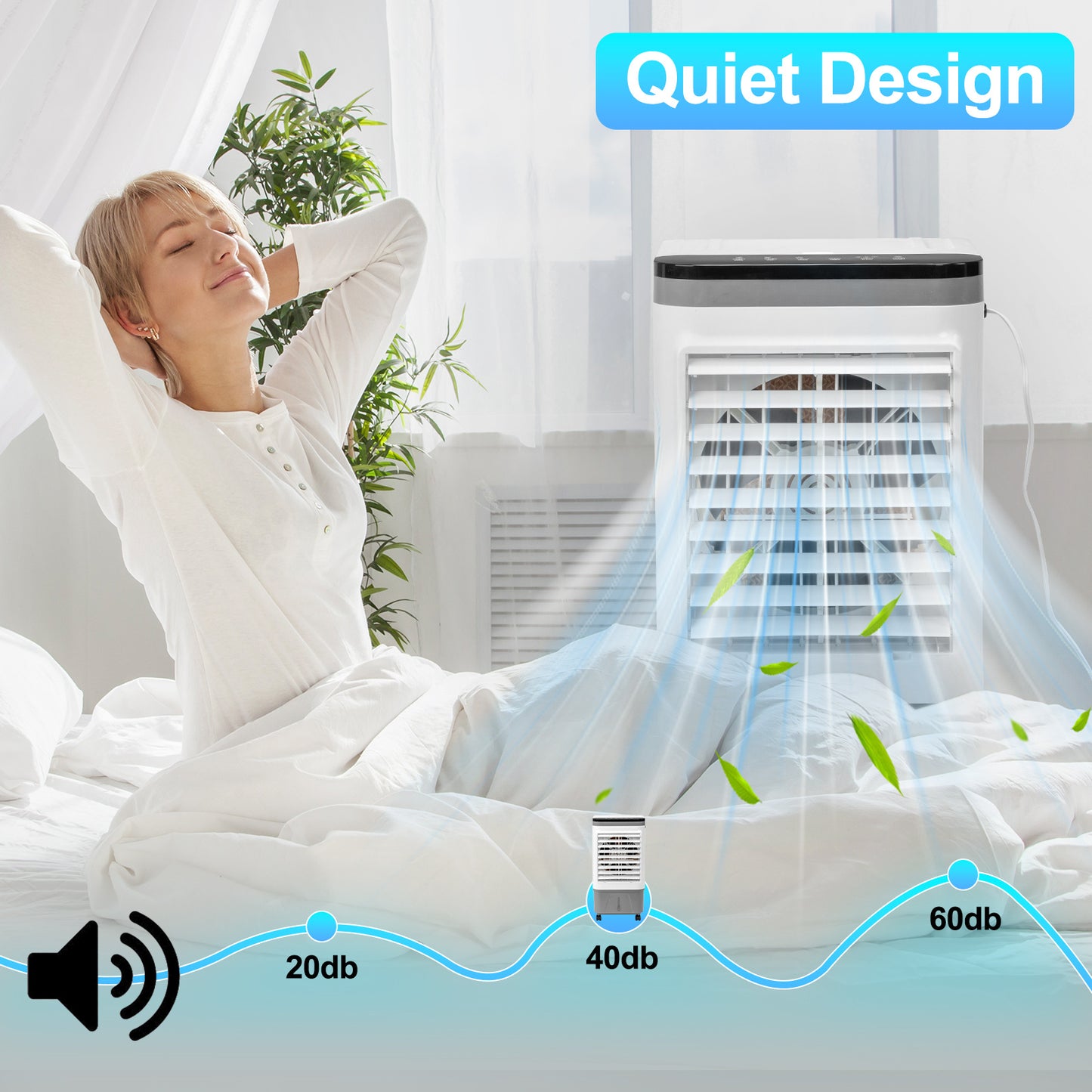 Evaporative Air Cooler, Fan, Cooling And Humidification 3-in-1, 12-hour Timer, American Specification