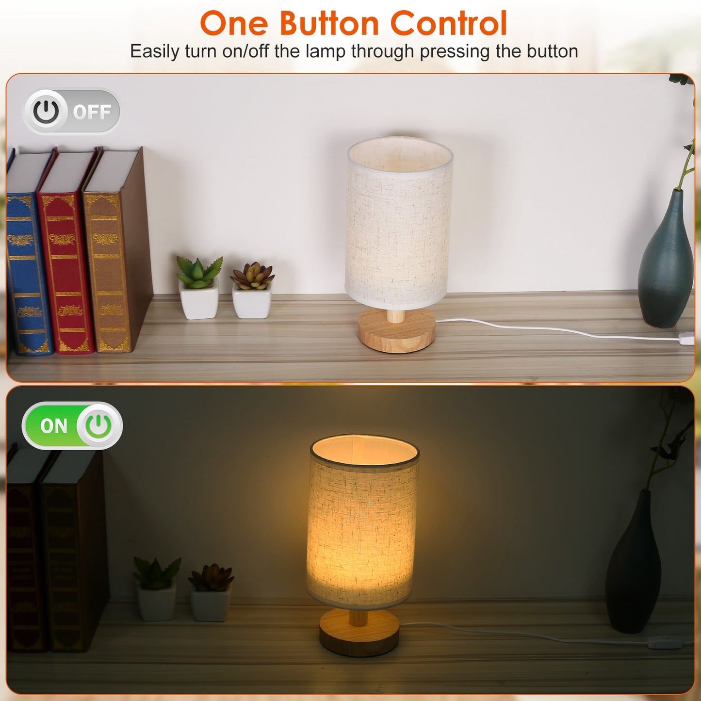 Warm White Bedside Lamp USB Plug Modern Bedroom Lamp